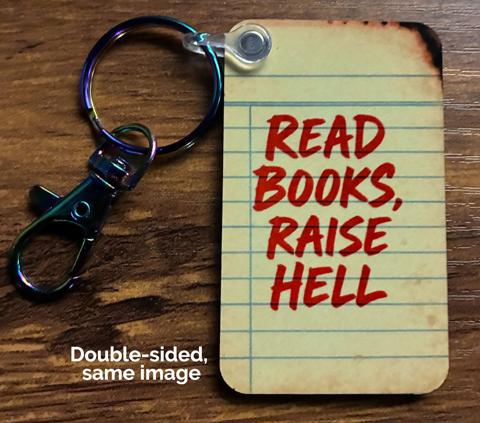 Thumbnail: Various bookish/horror keychains