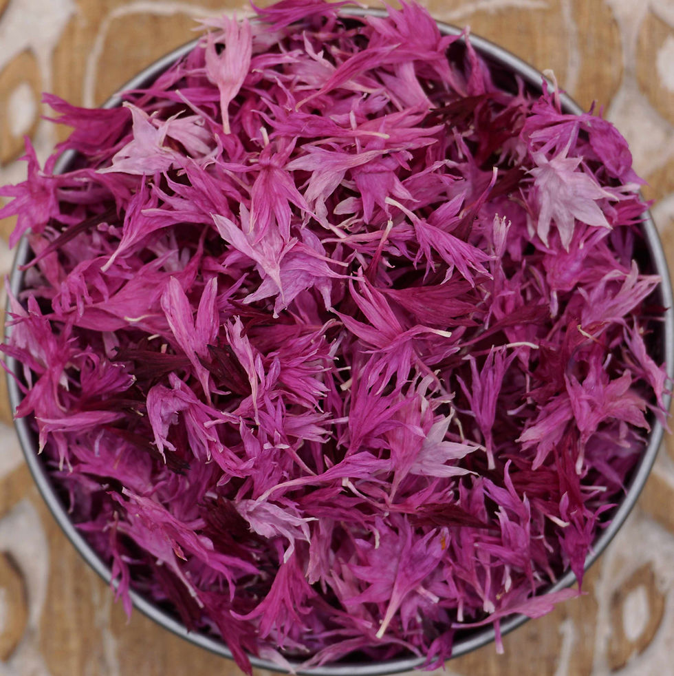 pink dried edible flower petals for cakes and cocktails by Wee Flower Eater