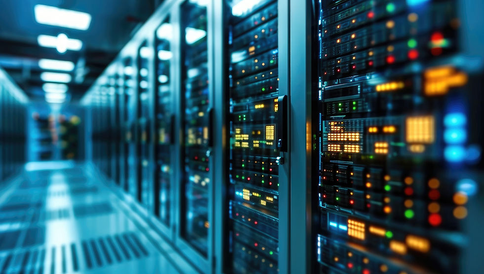 A rack of servers representing cyber security 