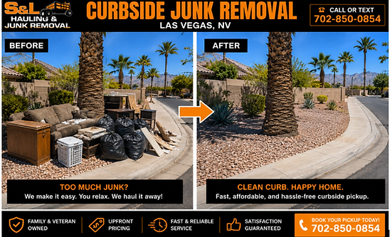 Curbside household junk removal before and after in Las Vegas