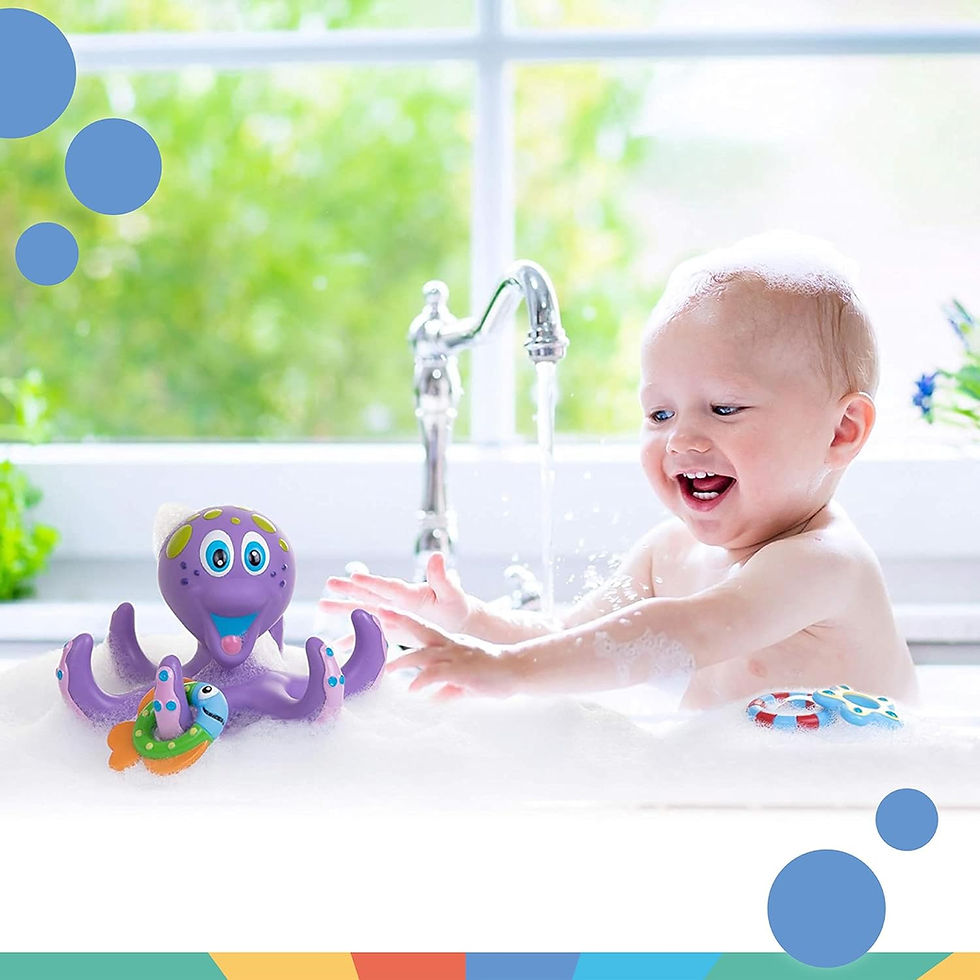 Thumbnail: Nuby Floating Octopus Toy with 3 Hoopla Rings - BPA Free Baby Bath Toy for Boys