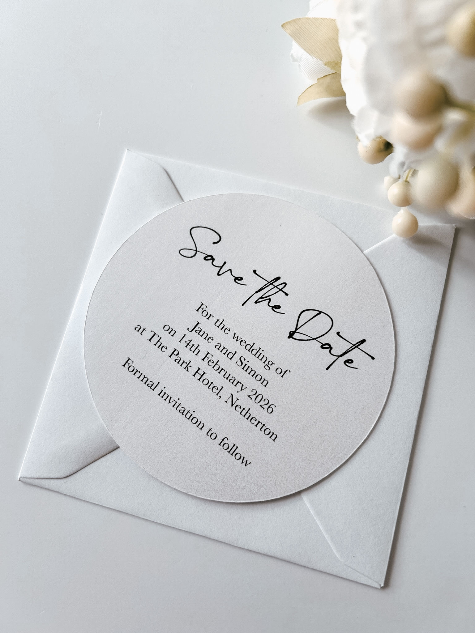 Maeve Round Wedding Save the Date Cards
