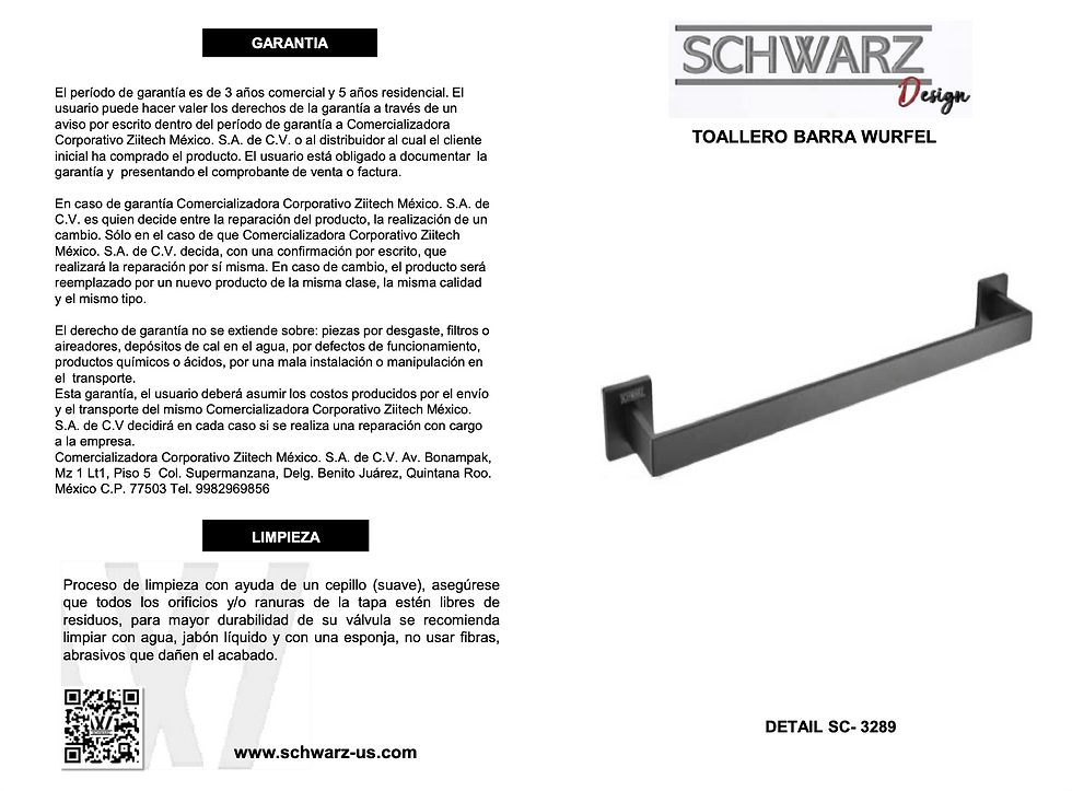 Thumbnail: Toallero barra 60cm Wurfel Black mate