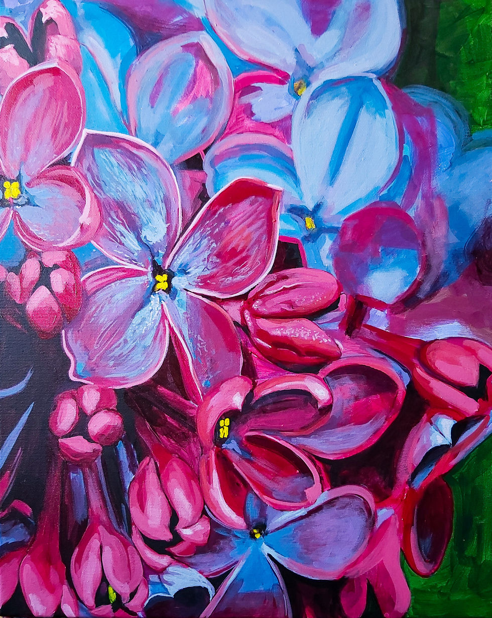 Oana Mazarache | Liliac Flower | acrylic on canvas | 50x 40 cm | 2021 | Private Collection