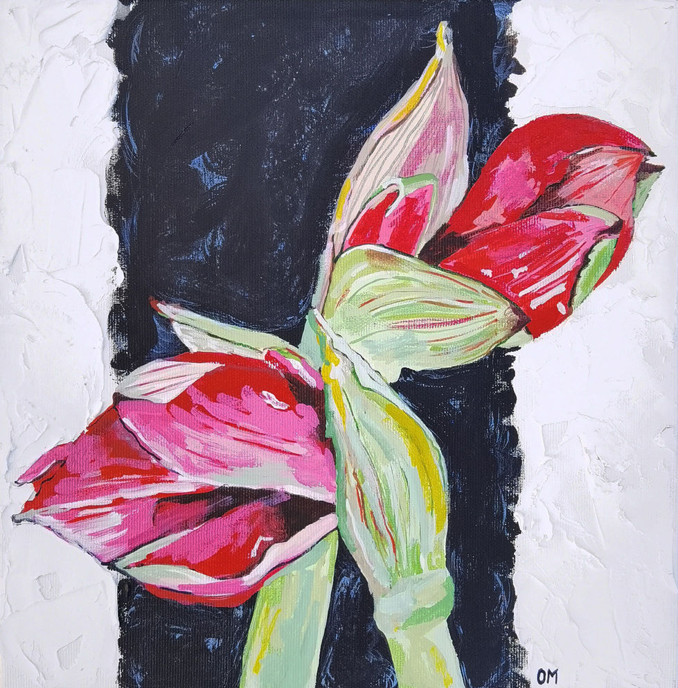 Oana Mazarache |Lilies 2 | tehnica mixta pe panza |30x 30 cm | 2021