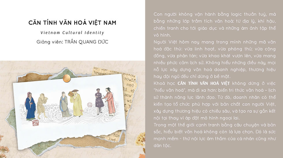 Khoá học CĂN TÍNH VĂN HOÁ VIỆT_02 ngày thứ 7, CN ngày 09 & 10/05/2026