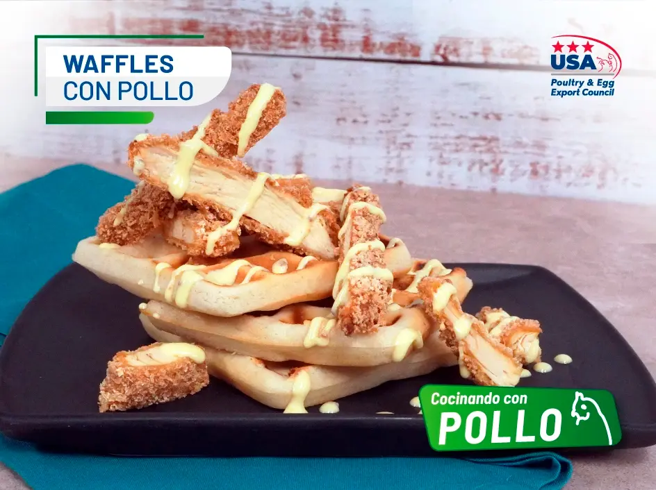 Receta original waffles con pollo