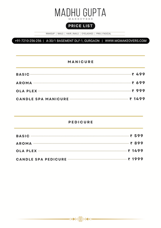 Manicure & Pedicure service Charges