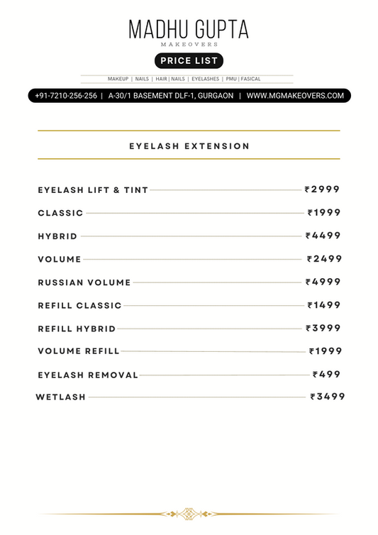 Price List: Eyelash Services