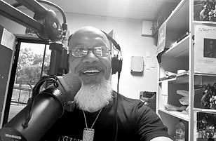 Percy Bishop live on air in the Angurugu Radio studio