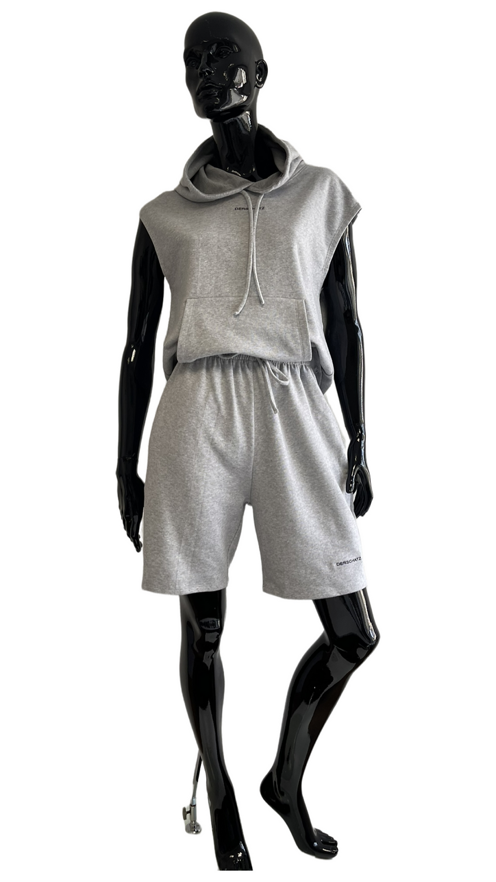 Sīktēls: Grey Melange Cotton Sleeveless Set