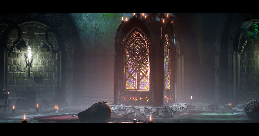 Shrine room with post processing