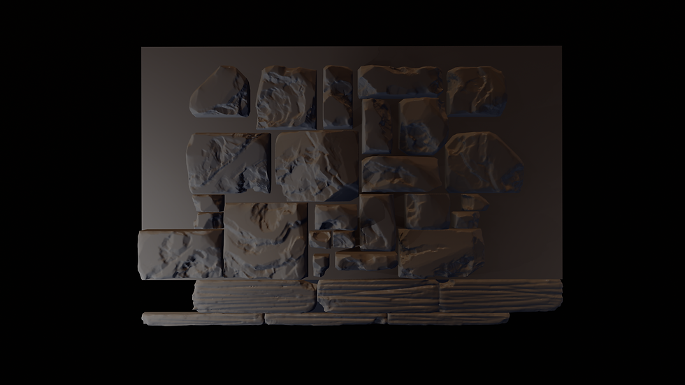 High poly trim sheet rendered in Marmoset Toolbag 5