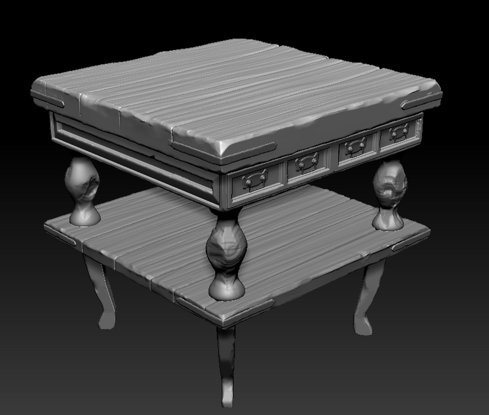 High poly bed side table sculpt