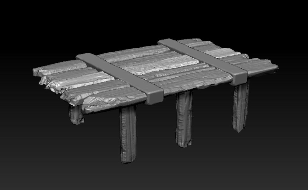 High poly wooden table sculpt