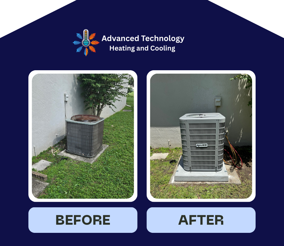 Before and after condenser installation