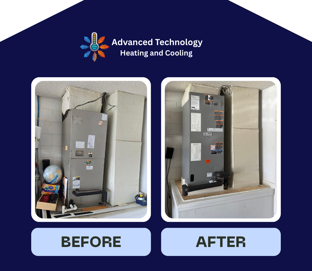 Before and after air handler installation