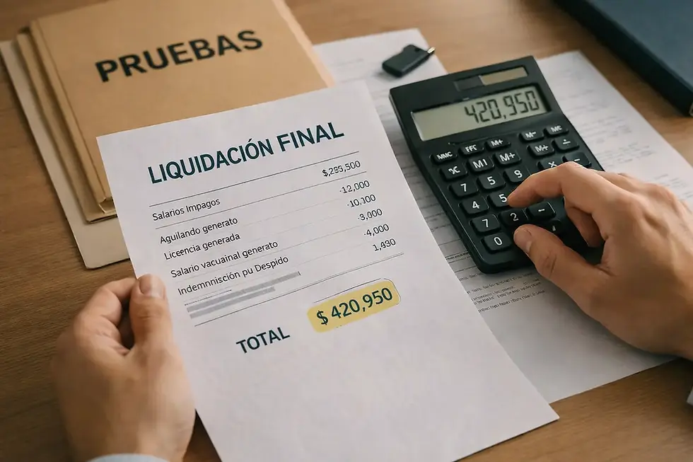 Liquidación final por despido laboral en Uruguay con cálculo de indemnización y rubros adeudados