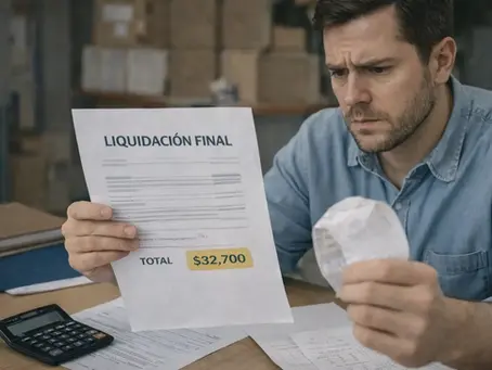 Trabajador revisando una liquidación final mal calculada tras un despido sin causa en Uruguay