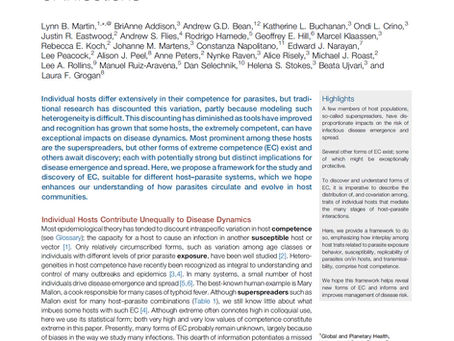 "Extreme Competence: Keystone Hosts of Infections" published in TREE!