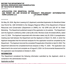 Montana DNRC application