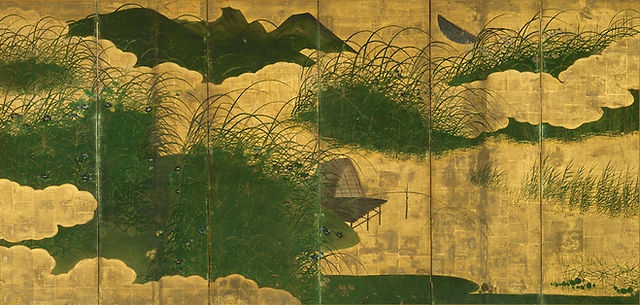 東京富士美術館所蔵「武蔵野図屏風（田家秋景）」右隻