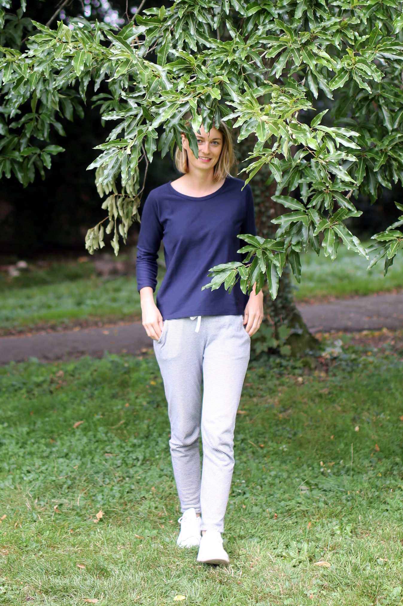 Sweat manches 3-4 coton zip dos_bleu