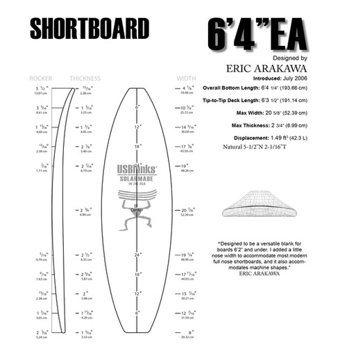 【送料込】6'4 サーフボード (EPS)US-BLANKS US BLANKS 6'4