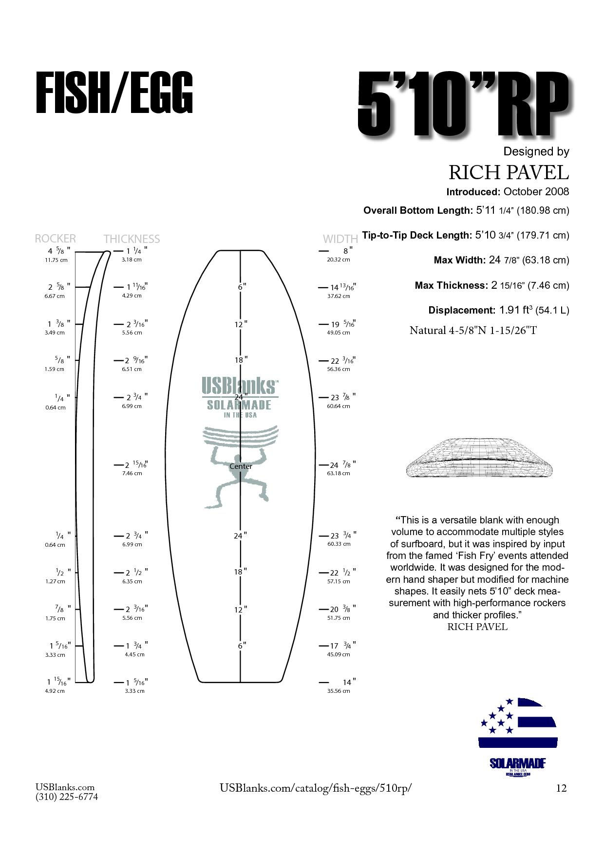 USBLANKS 6'3" RP FISH/EGG BLANK
