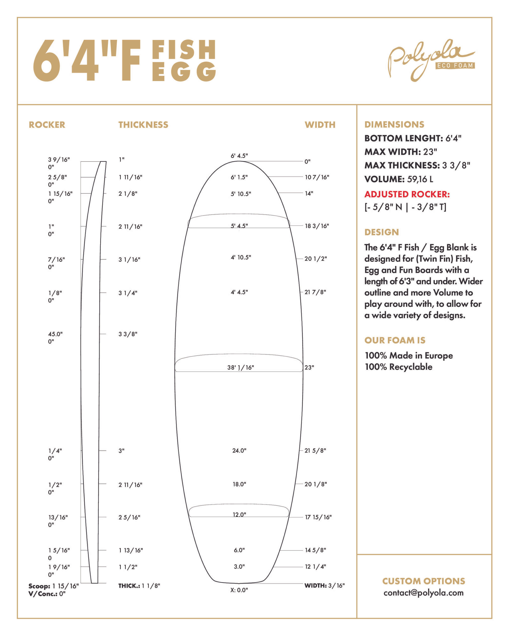 Polyola 6'4"F Fish/Egg