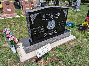 Black Upright Headstone with Laser Etched Portrait