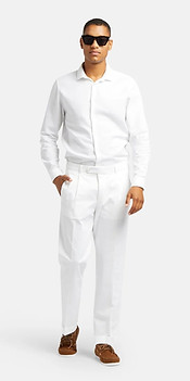 Complete white look with pants and button down shirt