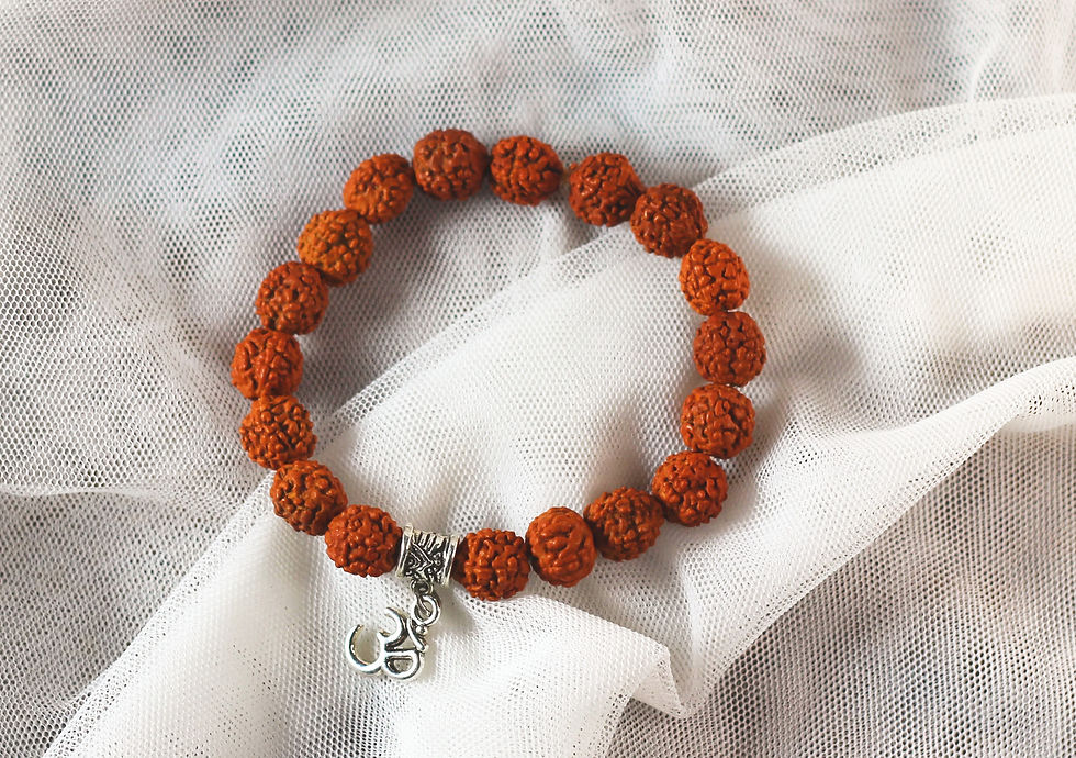 Thumbnail: Soham Spiritual Unisex 5 Faced Genuine Rudraksha Om Pendant Bracelet