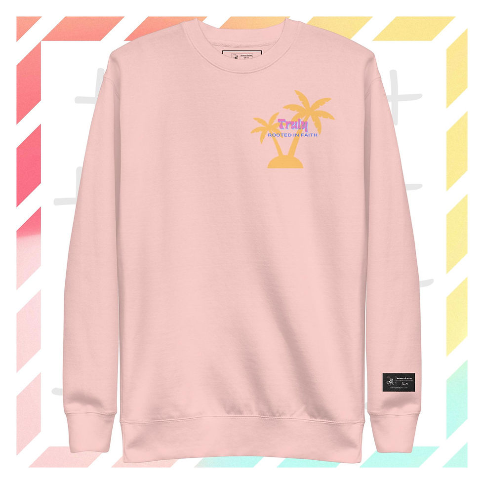 Thumbnail: Women's Pink Adult Premium Sweatshirt in The Prosperous Palm Tree