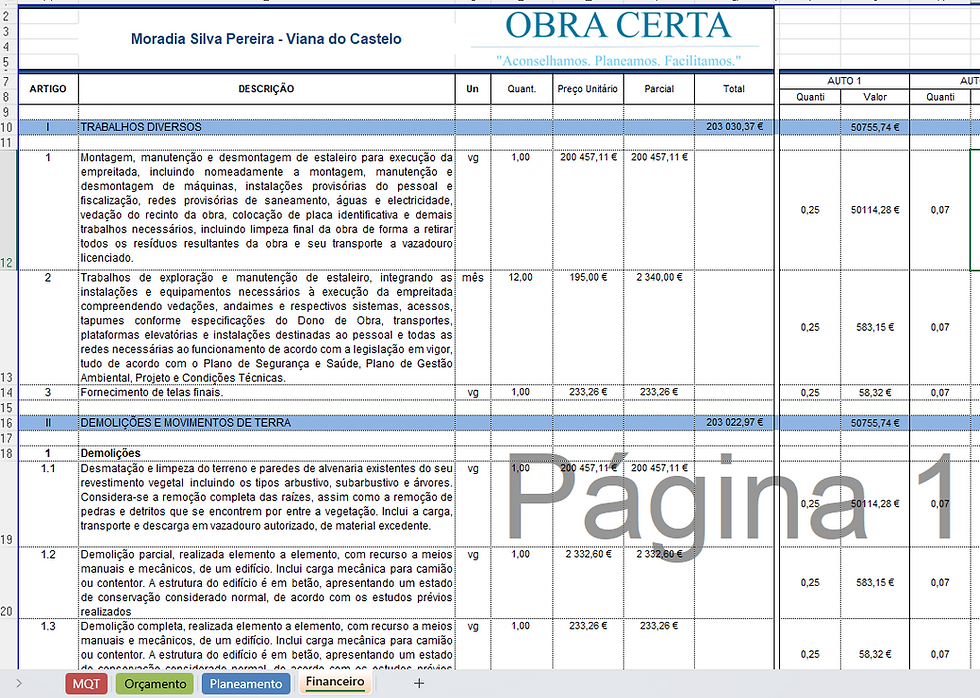 Preparação de obra