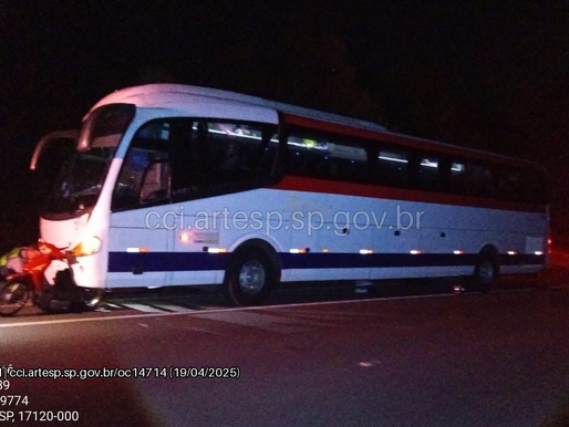 Acidente entre ônibus e moto deixa dois feridos na Rodovia Marechal Rondon