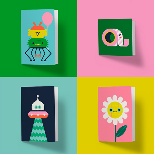Loulou & Tummie colorful character greeting cards