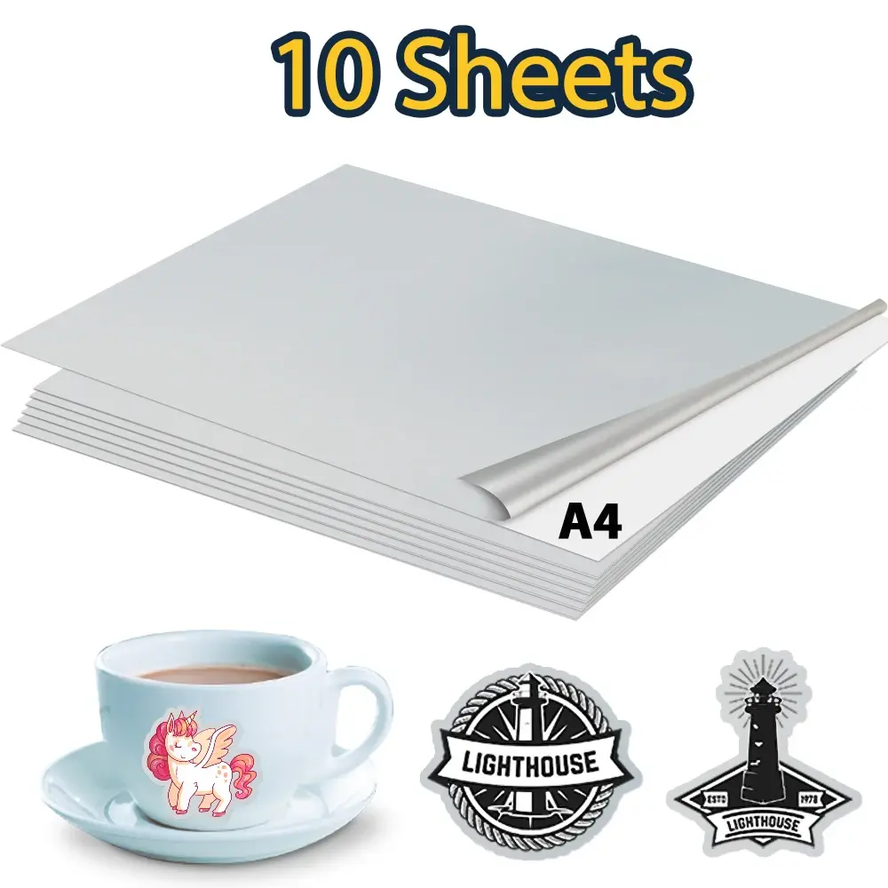 10Sheet Silver Printable Vinyl Sticker Paper A4 Printer Copy Paper