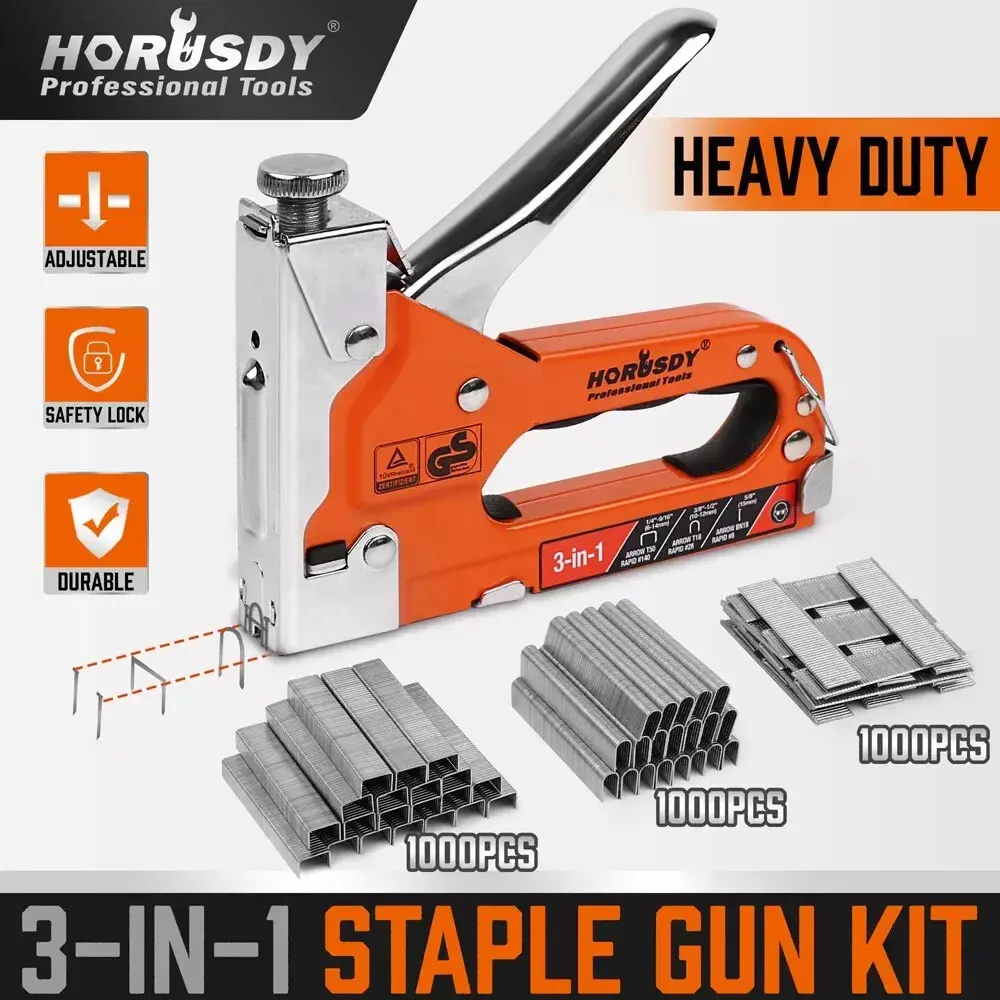 HORUSDY 3in1 Staple Gun Heavy Duty Stapler Fastener Tool Tacker free