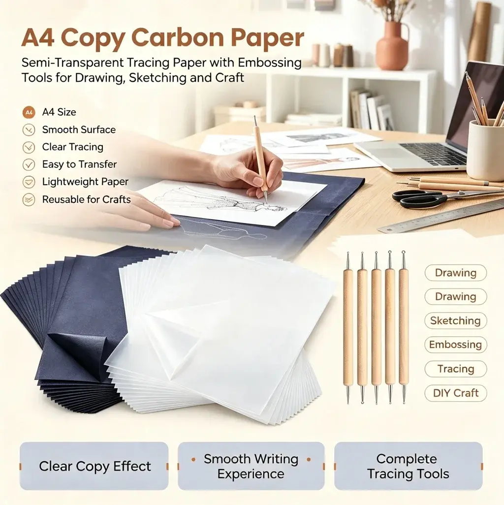 50pcs A4 Graphite Transfer Paper Tracing Painting Sheets Copy Graphite