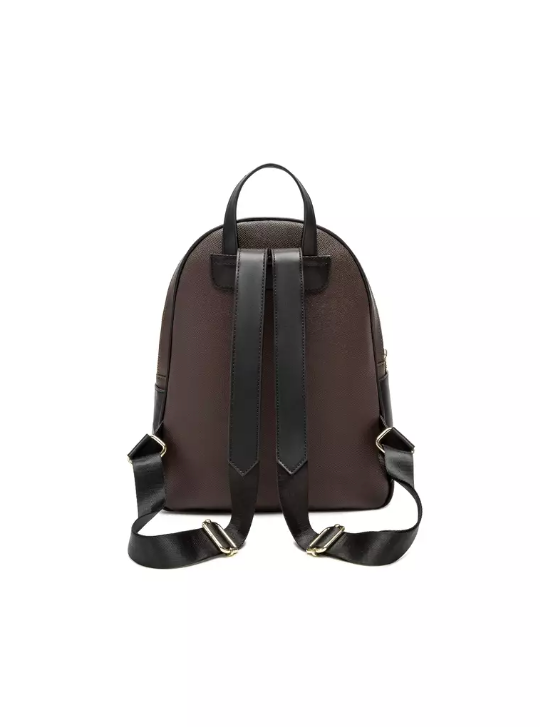 Thumbnail: Hard Leather Backpack With 3 Zipper Compartment