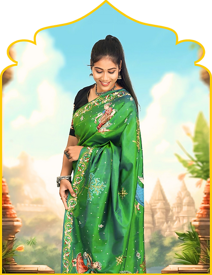 HAND PAINTED PATTACHITRA SAREE- ROYAL ALLY