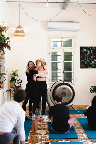 Hugs after the morning kundalini yoga class with Natasha Shvets