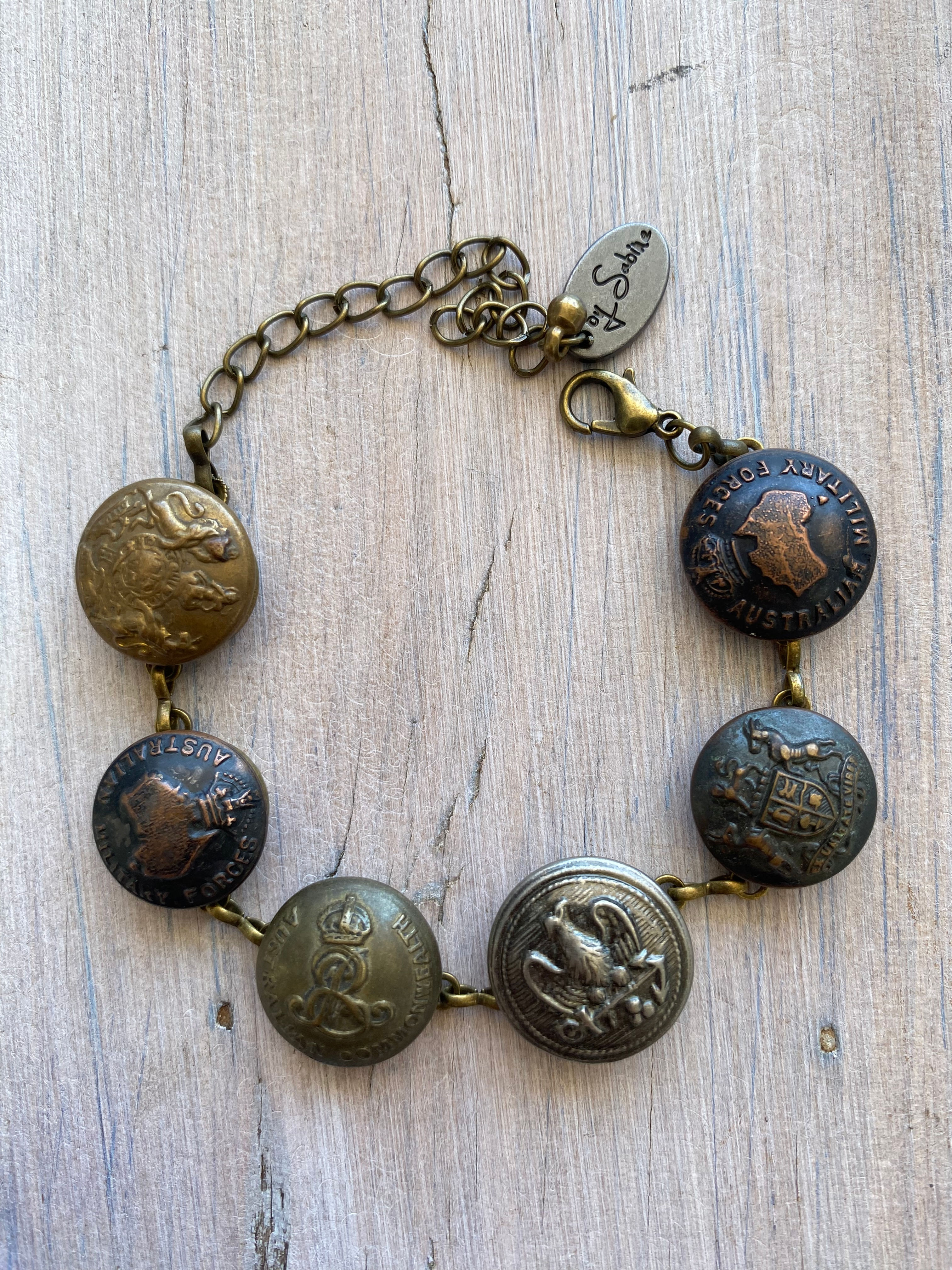 Vintage & Antique Military Button Bracelet Small D