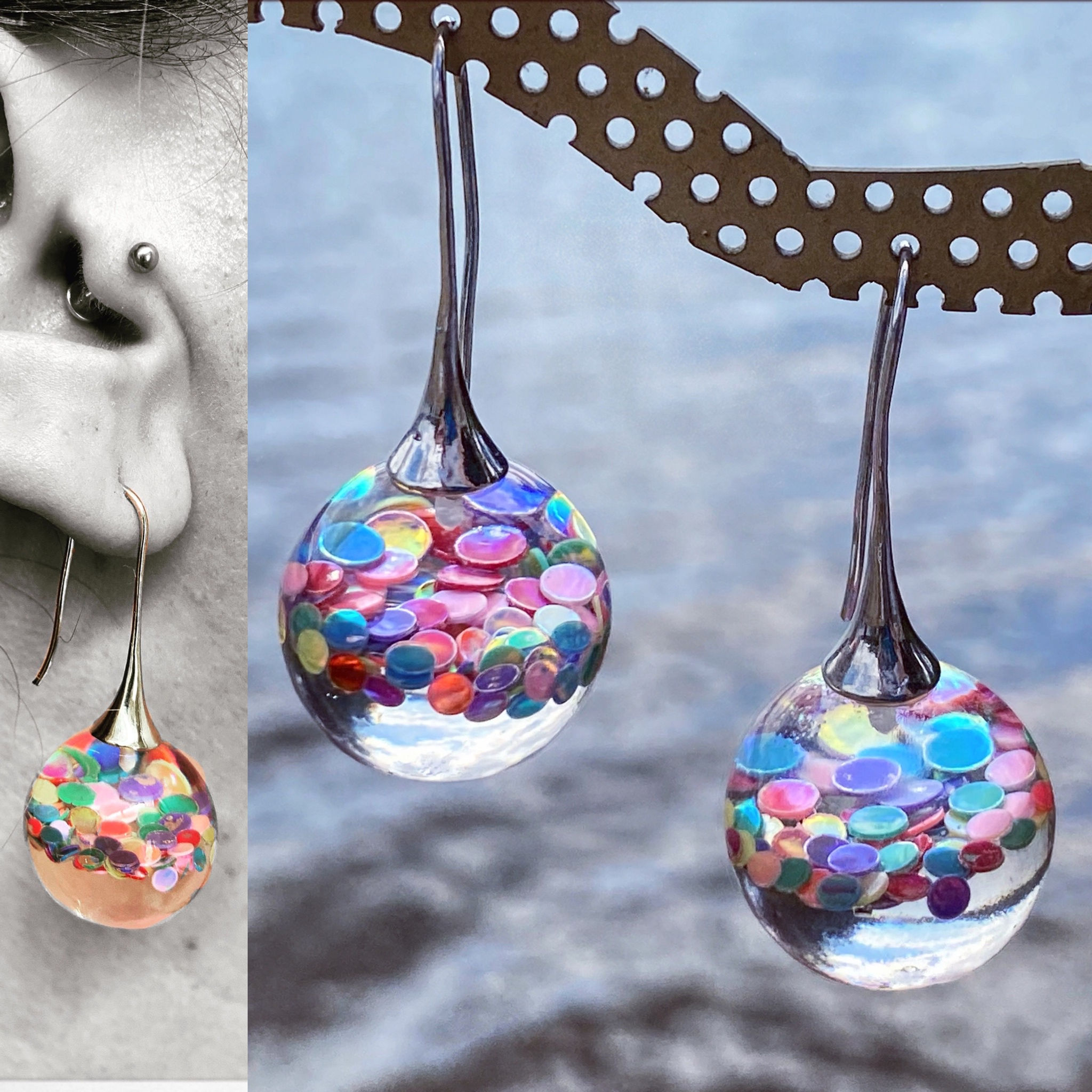 Resin Bauble Earrings ‘Party Mix’