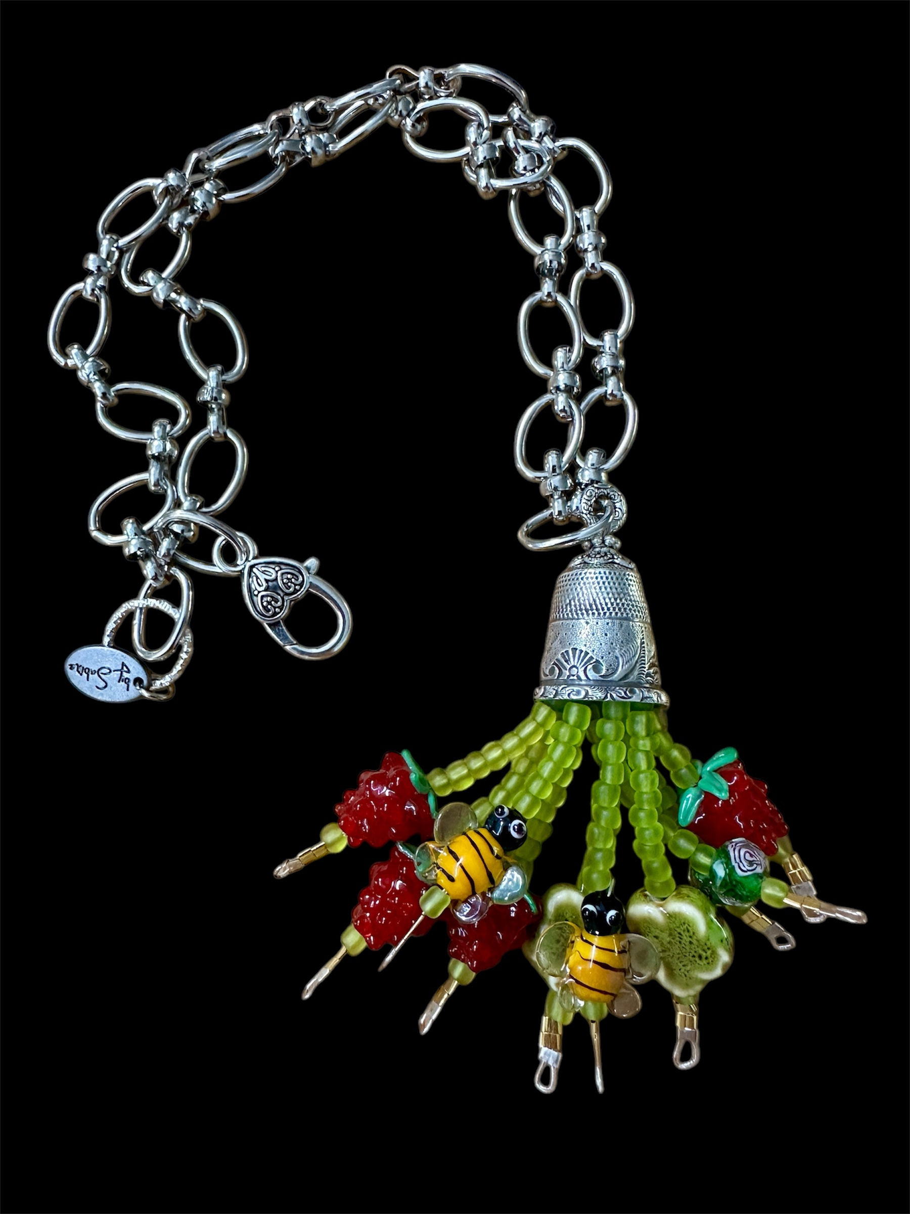 Antique Sterling Silver Thimble Pendant (A)