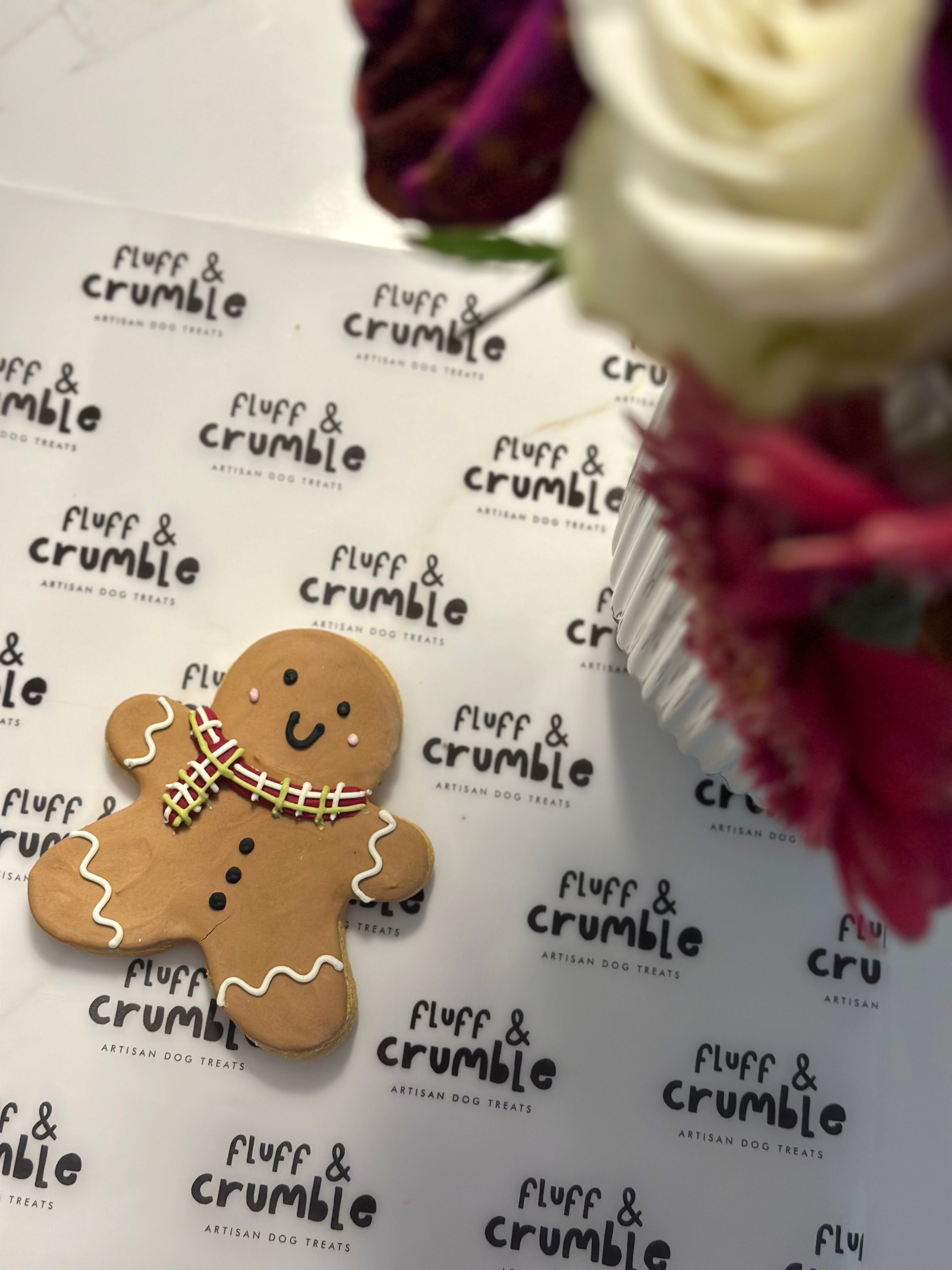 Fluff & Crumble Winter Gingerbread Man Dog Biscuit | Dog Treats
