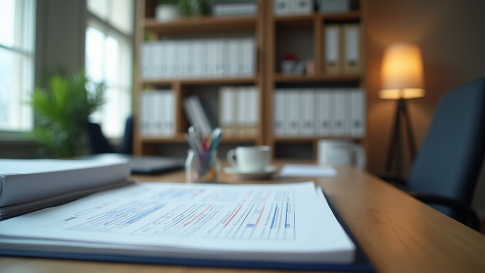 Vue d'un bureau bien organisé avec des documents administratifs
