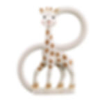 Anillo mordedor en forma de jirafa de Sophie La Girafe, fabricado en caucho natural y diseñado para aliviar la dentición de l