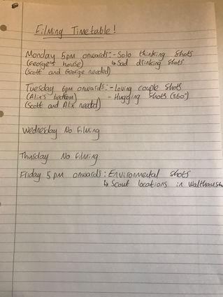 Filming Schedule